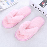 Faux-Fur Plush Crossband Slippers