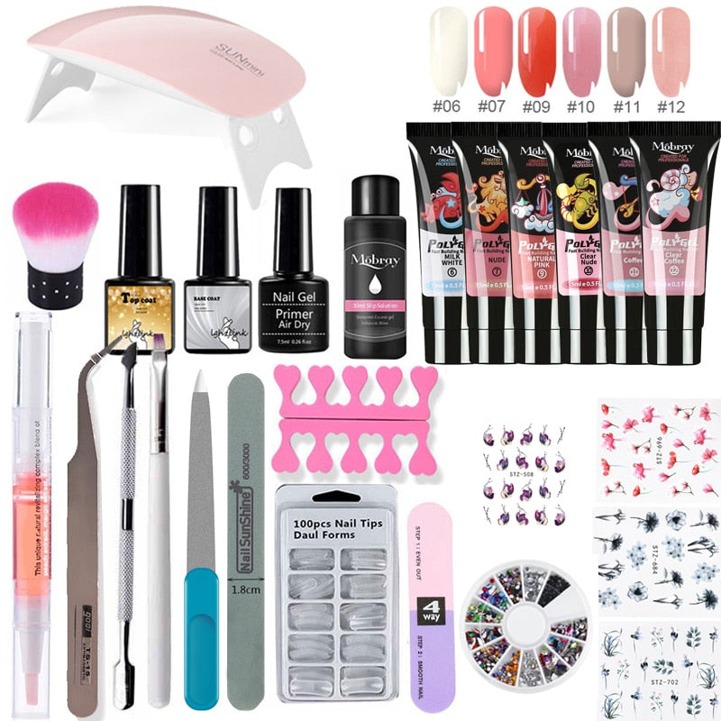 Poly Gel Nail Kit w/ UV Lamp 26pc set