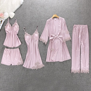 Satin Lace 5 piece Sleepset