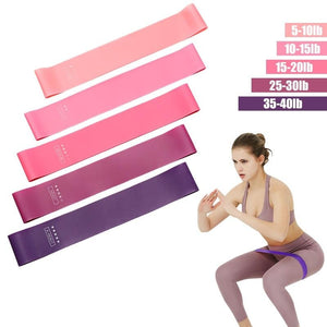 Pink and purple fitness resistance bands set 