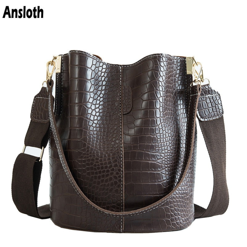 Crocodile Pattern Lux Bucket Bag