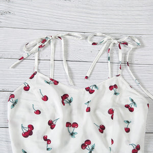 Cherry Print Sleeveless Mini Dress