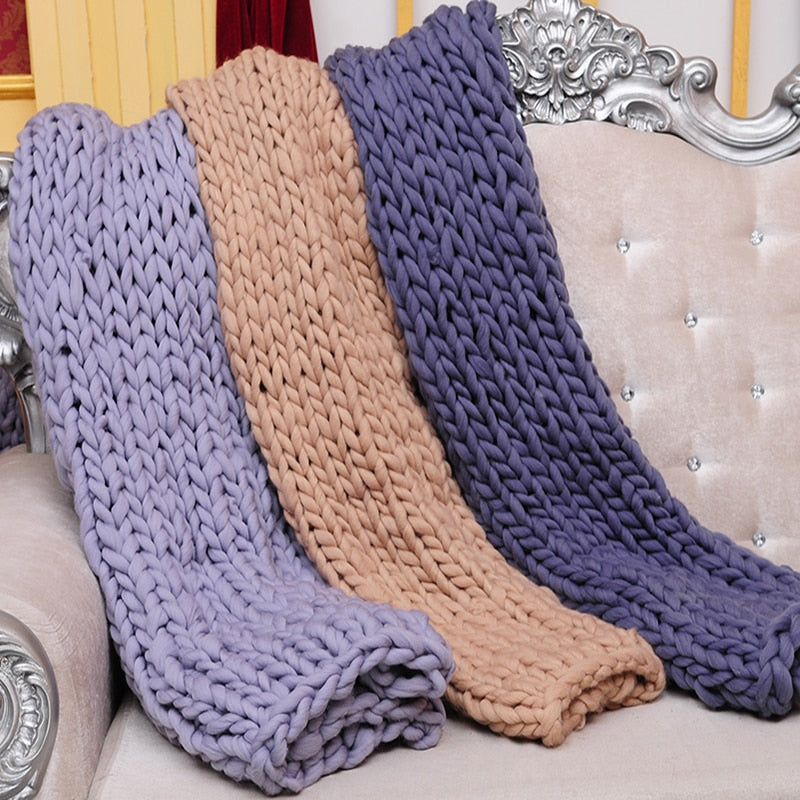 Handmade Chunky Knitted Throw Blanket