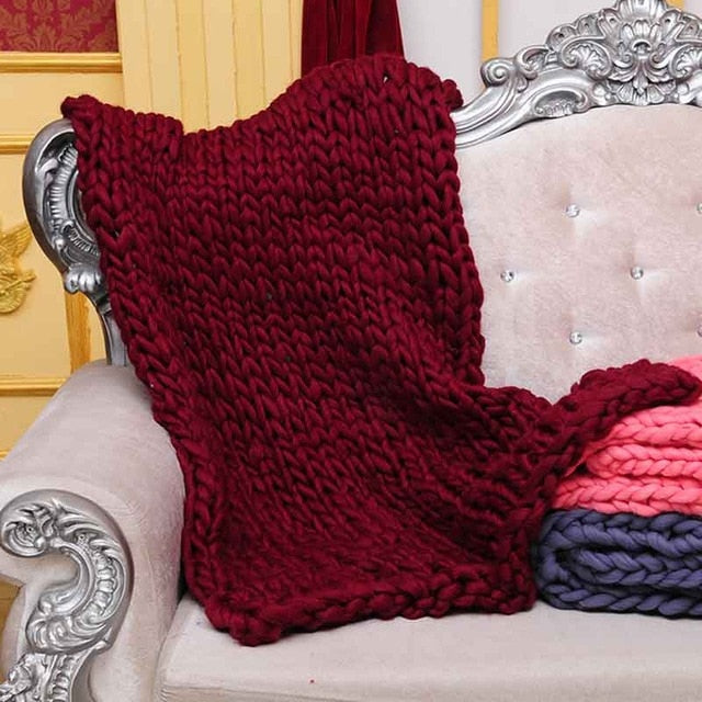 Handmade Chunky Knitted Throw Blanket