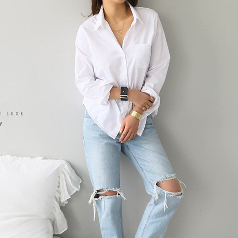 Solid White Button Down